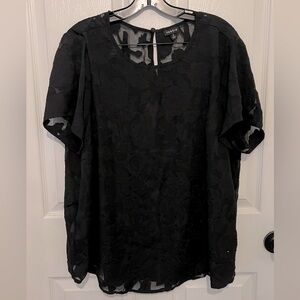 TORRID Women’s Black Short Sleeve Abbey Chiffon Clip Floral Top Plus Size 2X